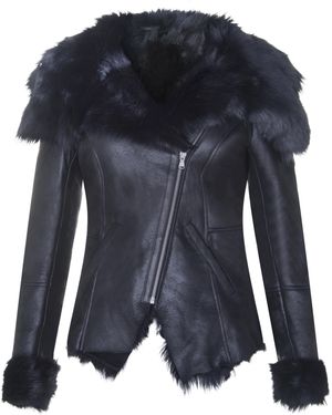 Infinity Leather Toscana Sheepskin Biker Jacket-Apopa - Blue