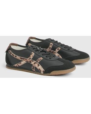Boohoo Leopard Print Stripe Gum Sole Trainers - Black