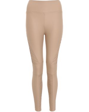 Quiz Faux Leather Seam Leggings - Natural