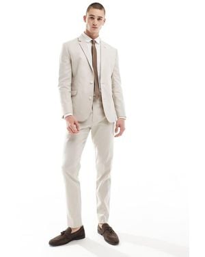 ASOS Smart Slim Fit Linen Blend Trousers - White
