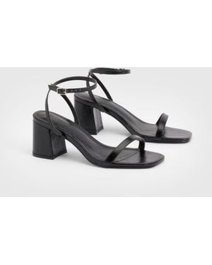 Boohoo Wide Fit Barely There 2 Part Block Heels - White