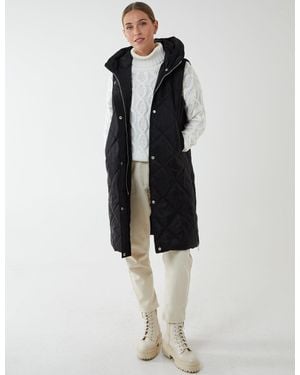 Blue Vanilla Diamond Quilted Longline Vest Gilet - White