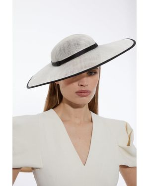 Karen Millen Grosgrain Trim Large Disc Fascinator - White