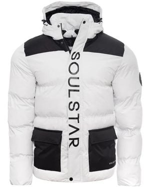 Soulstar Soul Star Quilted Puffer Jacket Hooded Winter Coat - Black
