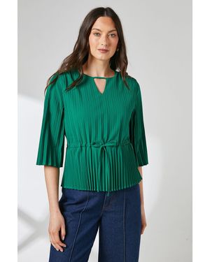 PRINCIPLES Pleated Drawstring Waist Crepe Top - Green