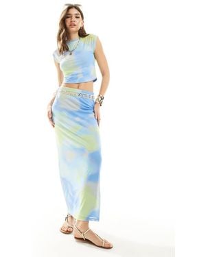 Vero Moda Mesh Midi Skirt Co-Ord - Blue