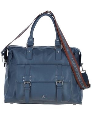 Brampton London 'Rodeo' Real Leather Weekender Bag - Blue