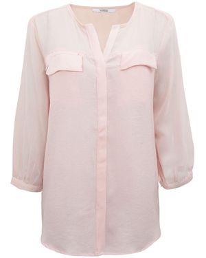 Secret Label Chiffon Crepe Pocket Blouse - Pink