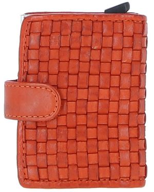 Ashwood Leather 'La Perfetto' Metal & Woven Card Wallet Case - Red