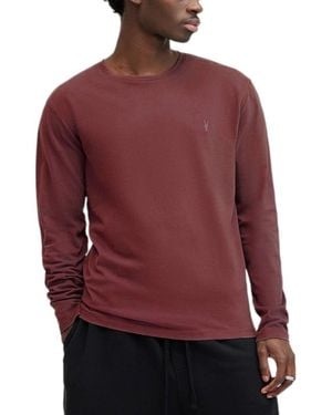 AllSaints T Shirts Long Sleeve Crew Neck Top - Red