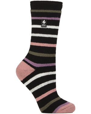 Heat Holders Ladies Thermal Lite Patterned Socks For Winter - Black