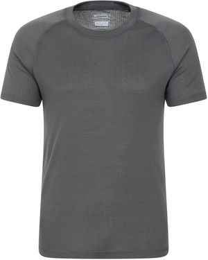 Mountain Warehouse 'Talus' Thermal Base Layer Tee Quick Drying Breathable Winter Top - Grey