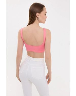Hiccup Sleeveless Round Neck Top With Back Detail - White