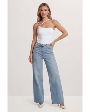 MissPap Slinky Double Strap Asymmetric Bodysuit - Blue