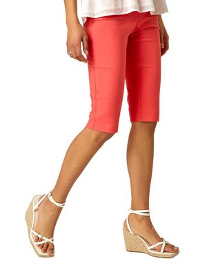 Roman Knee Length Stretch Shorts - Red