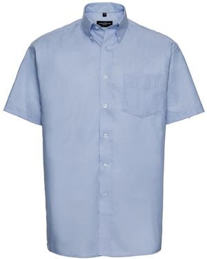 Russell Collection Oxford Easy-Care Short-Sleeved Shirt (Oxford) - Blue