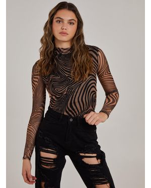 Pink Vanilla Zebra Swirl Backless Bodysuit - Brown