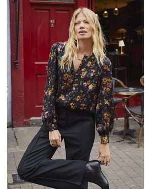 Baukjen Meadow Satin Printed Blouse - Black