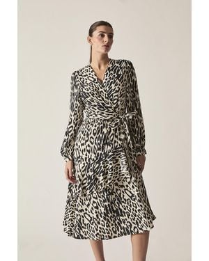 James Lakeland Leopard Print Wrap Midi Dress - Black
