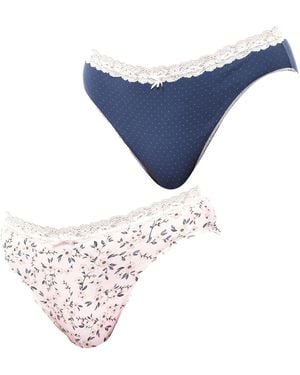 Janira Set Van 2 Brislip Coquettes Katoenen Slips Jpb1 Voor - Blauw