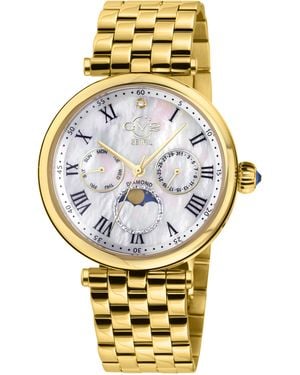 Gv2 Florence Mother Of Pearl Dial Diamond Cut Ring On Tone Bracelet Watch - Metallic