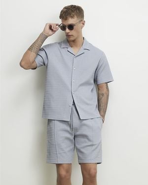 River Island Shirt Regular Fit Triangle Jacquard Collared Cotton - Blue