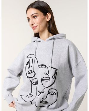 Blue Vanilla Face Art Hoodie - Grey