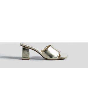 Boohoo Metallic Low Block Heeled Mules - White