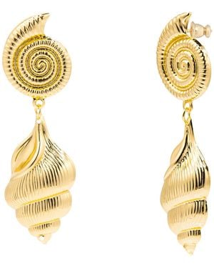 The Jewellery Stockroom Plated Statement Seashell Drop Earrings - Metallic
