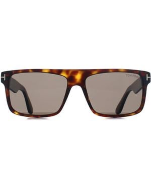 Tom Ford Rectangle Dark Havana Smoke Philippe Ft0999 - Brown