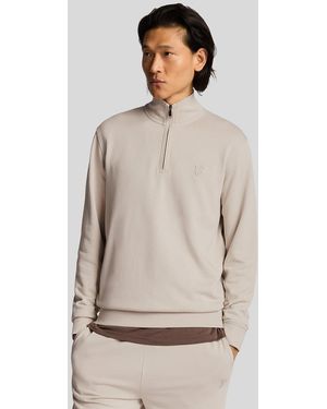 Lyle & Scott Superfine Cotton 1/4 Zip Sweatshirt - Natural