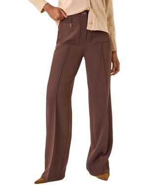 Roman Pocket Button Smart Trousers - Brown