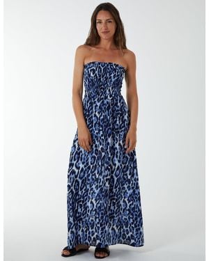 Blue Vanilla Bandeau Shirred Maxi Dress - Blue