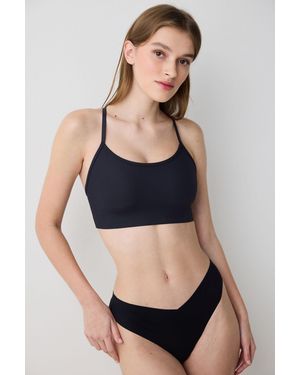 Penti Ribbed Knit Cropped Bralet Camisole - Black