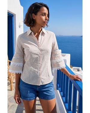 D.u.s.k Stripe Frill Blouse - Blue