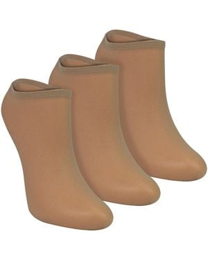 Sock Snob 3 Pack Ladies Invisible Pop Socks 15 Denier Lightweight No Show - Brown