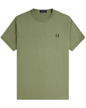 Fred Perry Ringer T-Shirt Mint Cotton - Green