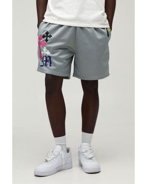 BoohooMAN Regular Fit Cross Tricot Short - Grey