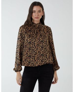Blue Vanilla Satin Blouson Top - Brown