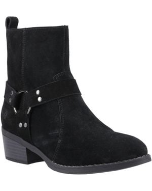 Hush Puppies Iria Suede Heeled Ankle Boots - Black