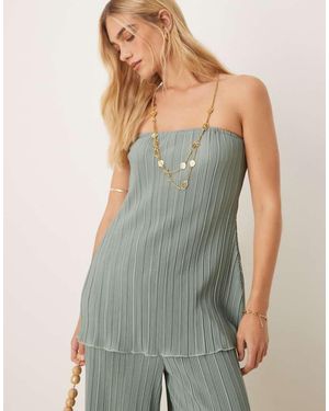 Y.A.S Plisse Bandeau Co-Ord With Rolled Hem Detail - Green
