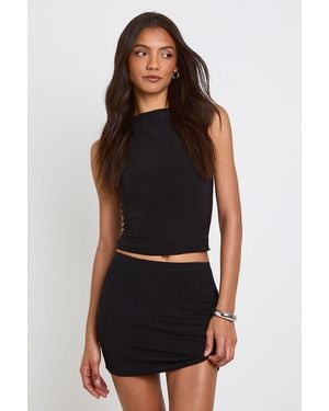 Boohoo Tall Basic Solid High Waisted Mini Skirt Viscose - Black