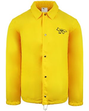 PUMA X Maison Kitsune Long Sleeve Collared Coach Jacket 530430 30 Nylon - Yellow