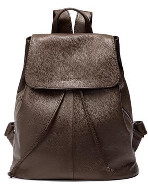 Woodland Leathers Leather Medium Size Ruck Sack 12.0" Flap Over Carry Handle Adjustable Straps - Black