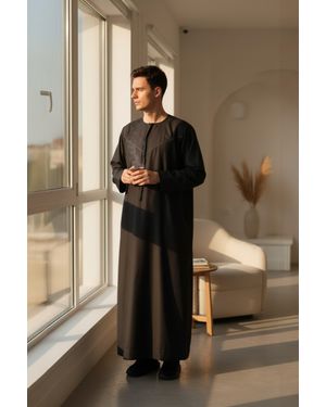 Thobez Ramadan Eid Moroccan Jubba Robe Kaftan Djellaba Thobe Lfs -Tt-008 - Grey