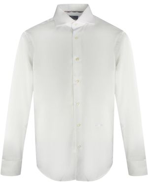 Aquascutum Branded Plain Long Sleeve Shirt Cotton - White