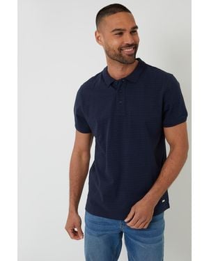 Threadbare Textured Cotton Jersey Polo Shirt - Blue