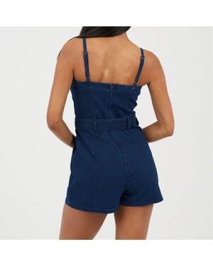 Brave Soul V-Neck Sleeveless Solid Playsuit - Blue