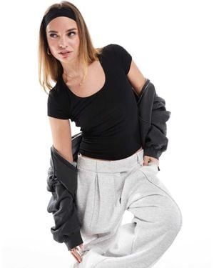 Cotton On Byron Square Neck Short Sleeve Top - Black