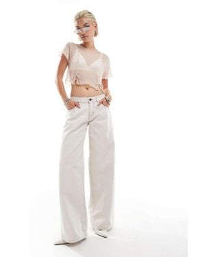 Motel Roomy Wide Leg Low Rise Jeans - White